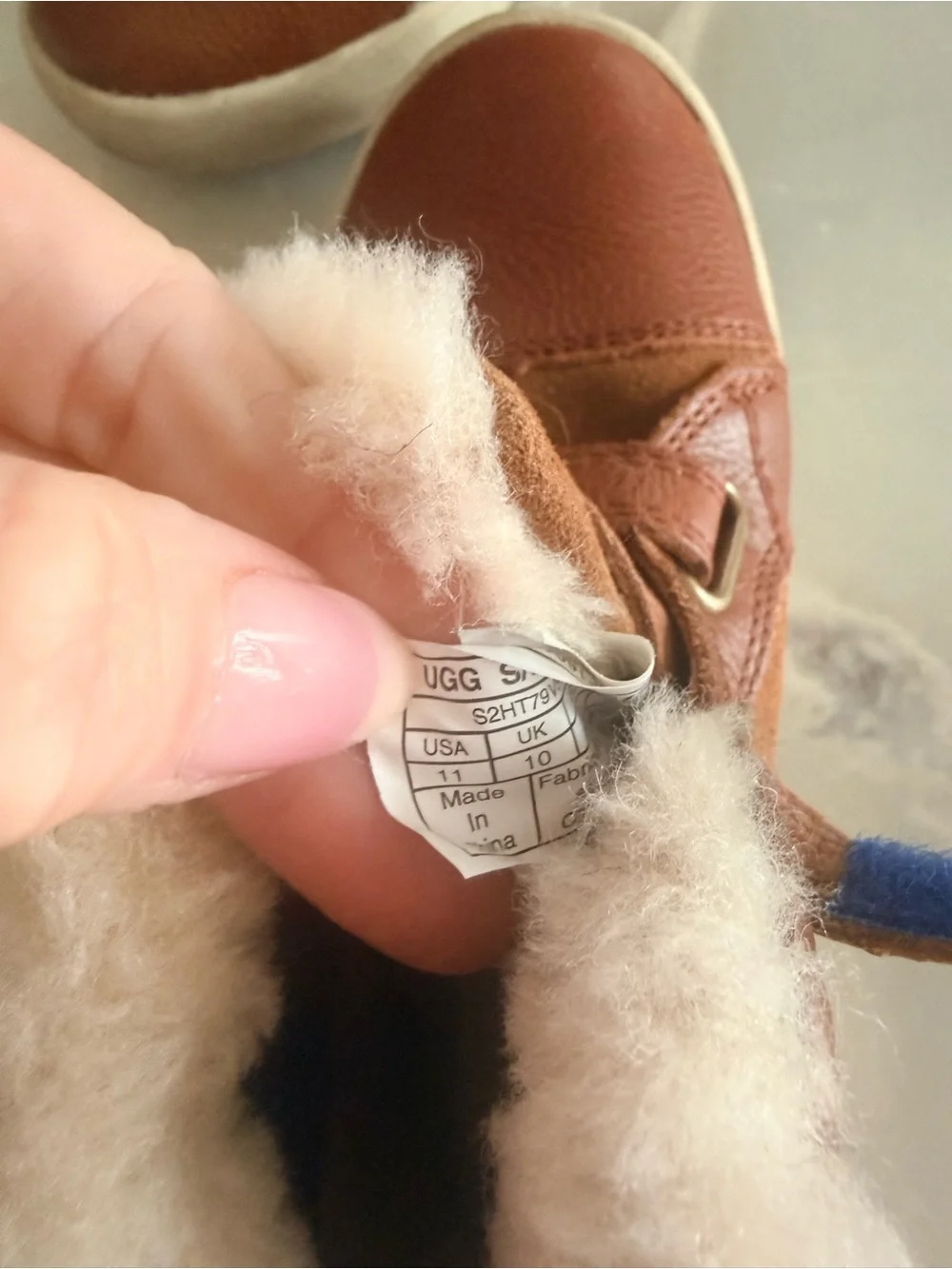 UGG Kids Chestnut Brown Suede & Leather High-Top Boots with Blue Accent